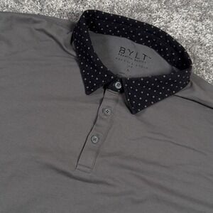 BYLT Drop Cut SS Polo Shirt Men's XL Gray Dot Lux Knit Preppy S/S Athleisure